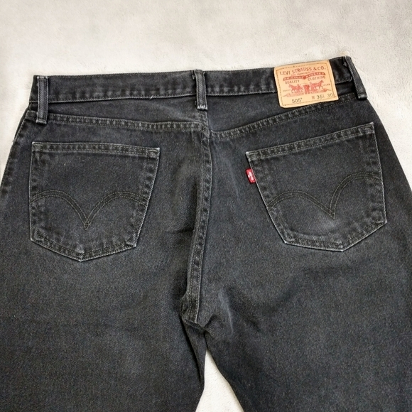 Levi's 505 Black Men's Regular Fit Straight Leg Jeans Sz 36x30 - Picture 9 of 14
